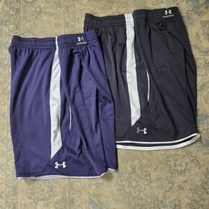 Men's Under Armour Basketball Shorts Black and Blue XL